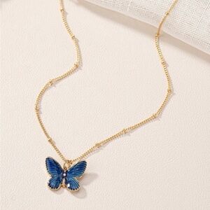 Gold Beaded Butterfly Charm Bracelet